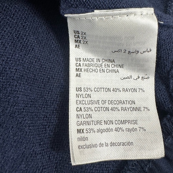 Style & Co navy blue ruffled chiffon hem size 2x light weight knit long sleeve - Picture 4 of 8